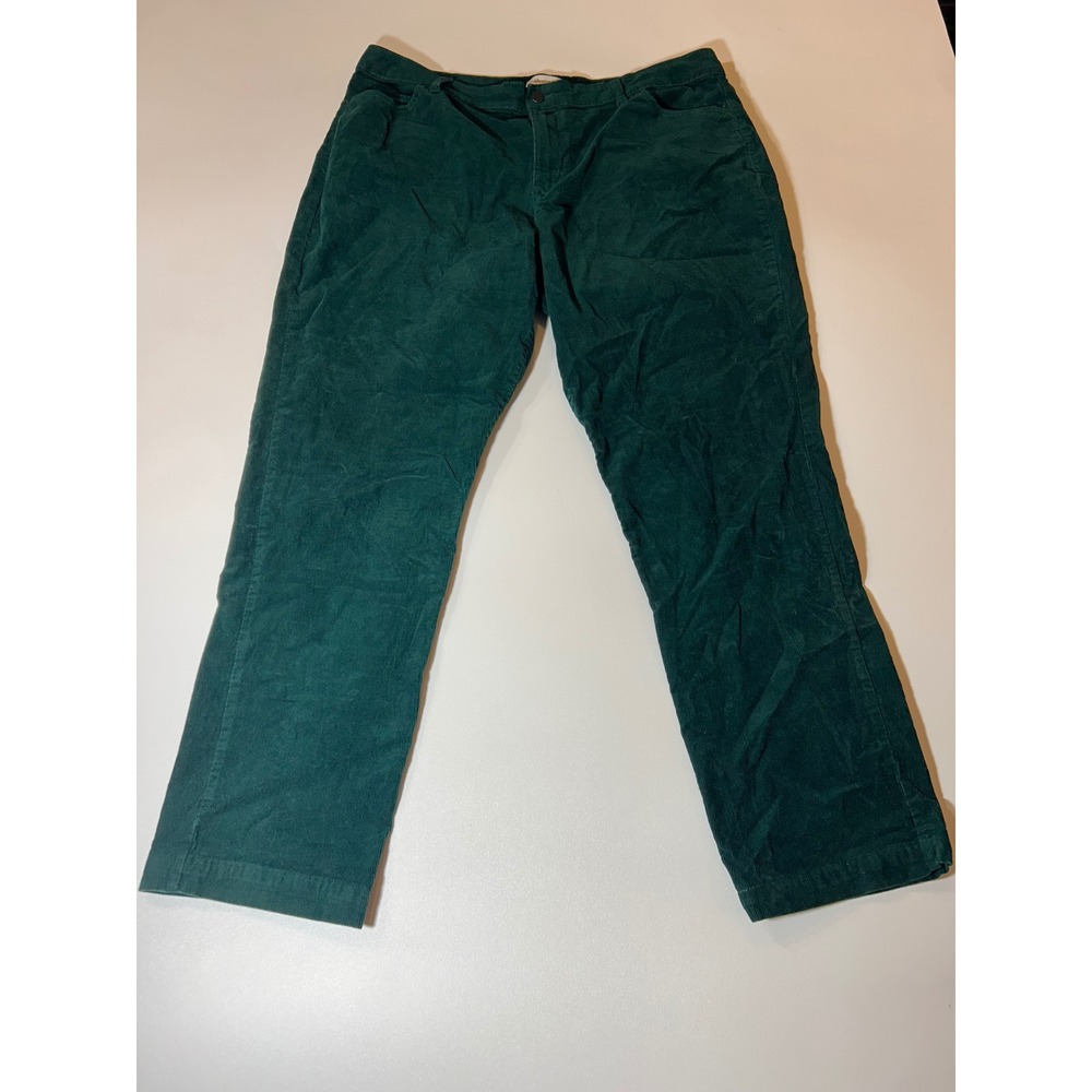 Coldwater Creek Corduroy Pants Women's 18 Green Straight Leg Stretch